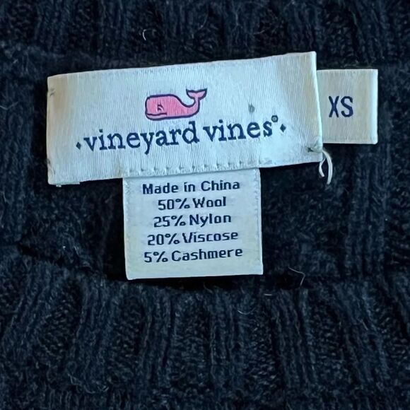 Vineyard Vines Navy Crew Neck Cable Knit Long Sleeved Sweater XS - Picture 5 of 5